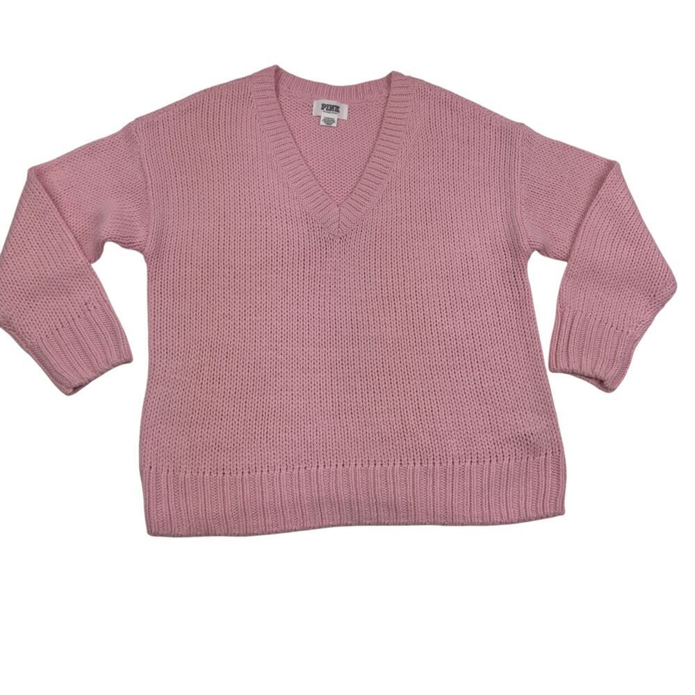 PINK Victoria's Secret V-Neck Oversized Soft Comfy Sweater Women's Size Large